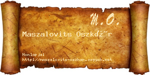 Maszalovits Oszkár névjegykártya